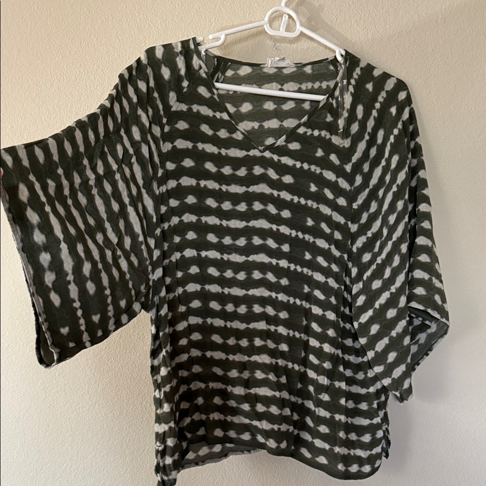 Westbound Olive and White Striped Blouse